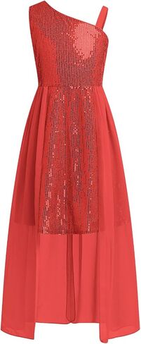 IDOPIP Sequin Pageant Dresses for Girls Kids One Shoulder Formal Party Prom Dance Sparkly Pageant Birthday Graduation Dresses in Kuwait