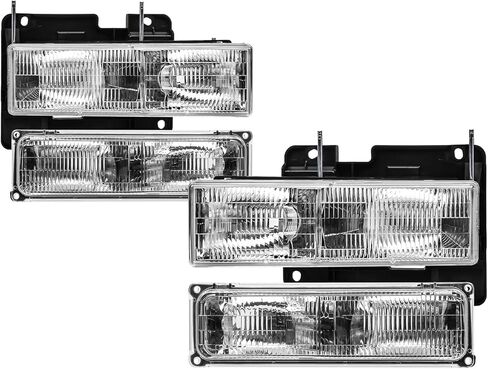 Headlight with Signal Bumper Lights Assembly compatible with 1994-1999 Chevy GMC C/K 1500 2500 3500 Suburban Yukon,Replace GM2520128 GM2521128, Factory OE Style in Saudi Arabia