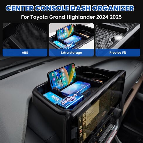 Autorder Center Console Dash Organizer for 2024 2025 Toyota Grand Highlander Accessories Dashboard Insert Tray with Cellphone Holder Storage Box with Anti-Slip Mat in Kuwait