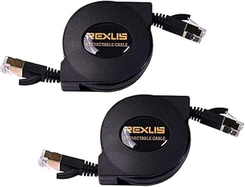 REXUS High-Class Retractable Cat 7 Flat Ethernet Network Cable 4.9 FT (1.5 M), 10 Gigabit High Speed LAN Wires Internet Patch Cable with RJ45 Gold Plated Connector for PC,Laptop,Router.(C7R15) in Kuwait