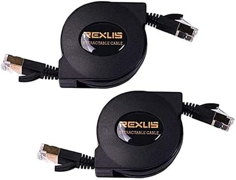 REXUS High-Class Retractable Cat 7 Flat Ethernet Network Cable 4.9 FT (1.5 M), 10 Gigabit High Speed LAN Wires Internet Patch Cable with RJ45 Gold Plated Connector for PC,Laptop,Router.(C7R15) in Kuwait