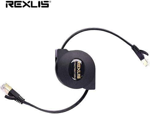 REXUS High-Class Retractable Cat 7 Flat Ethernet Network Cable 4.9 FT (1.5 M), 10 Gigabit High Speed LAN Wires Internet Patch Cable with RJ45 Gold Plated Connector for PC,Laptop,Router.(C7R15) in Kuwait