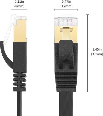 REXUS High-Class Retractable Cat 7 Flat Ethernet Network Cable 4.9 FT (1.5 M), 10 Gigabit High Speed LAN Wires Internet Patch Cable with RJ45 Gold Plated Connector for PC,Laptop,Router.(C7R15) in Kuwait
