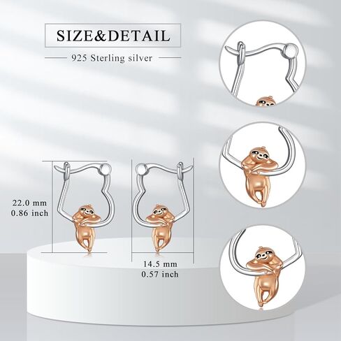 Sloth Hoop Earrings 925 Sterling Silver Sloth Earrings Jewelry Gifts for Women Sloth Lovers in Kuwait