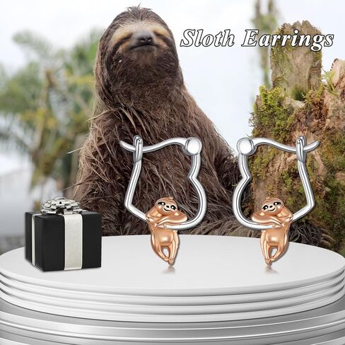 Sloth Hoop Earrings 925 Sterling Silver Sloth Earrings Jewelry Gifts for Women Sloth Lovers in Kuwait