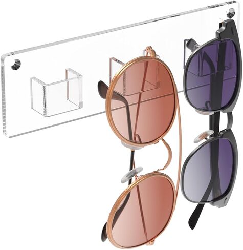 MaxGear Sunglasses Organizer 3 Pack, Wall Glasses Holder, Acrylic Sunglasses Display, Eyeglass Organizer for Multiple Glasses for Office & Home Decor, Unique Gifts for Husband, Women & Girls, Black in Saudi Arabia