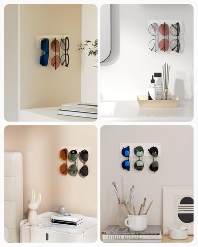 MaxGear Sunglasses Organizer 3 Pack, Wall Glasses Holder, Acrylic Sunglasses Display, Eyeglass Organizer for Multiple Glasses for Office & Home Decor, Unique Gifts for Husband, Women & Girls, Black in Saudi Arabia