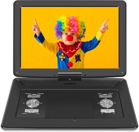 مشغل DVD محمول مقاس 19.6 بوصة مع شاشة كبيرة عالية الدقة مقاس 17.1 بوصة، وبطارية قابلة لإعادة الشحن لمدة 5 ساعات، ومشغل DVD محمول مع شاحن سيارة، ودعم بطاقة USB/SD/مزامنة التلفزيون وتنسيقات الأقراص المتعددة، ومكبر صوت عالي الصوت in Saudi Arabia