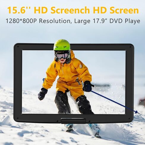 مشغل DVD محمول مقاس 19.6 بوصة مع شاشة كبيرة عالية الدقة مقاس 17.1 بوصة، وبطارية قابلة لإعادة الشحن لمدة 5 ساعات، ومشغل DVD محمول مع شاحن سيارة، ودعم بطاقة USB/SD/مزامنة التلفزيون وتنسيقات الأقراص المتعددة، ومكبر صوت عالي الصوت in Saudi Arabia