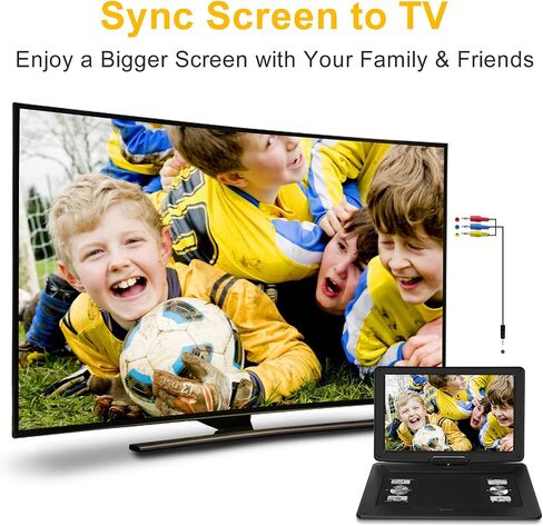 مشغل DVD محمول مقاس 19.6 بوصة مع شاشة كبيرة عالية الدقة مقاس 17.1 بوصة، وبطارية قابلة لإعادة الشحن لمدة 5 ساعات، ومشغل DVD محمول مع شاحن سيارة، ودعم بطاقة USB/SD/مزامنة التلفزيون وتنسيقات الأقراص المتعددة، ومكبر صوت عالي الصوت in Saudi Arabia