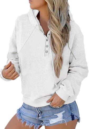 Women Solid Color Hoodies Long Sleeve Drawstring Collar Sweatshirts Outdoor Sport Running Pullover Tops in Saudi Arabia