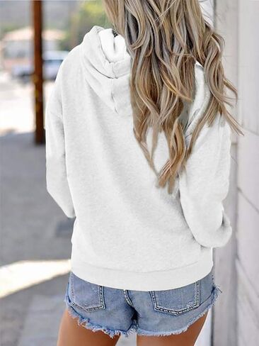 Women Solid Color Hoodies Long Sleeve Drawstring Collar Sweatshirts Outdoor Sport Running Pullover Tops in Saudi Arabia