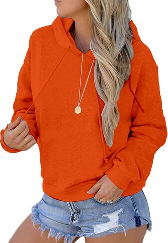 Women Solid Color Hoodies Long Sleeve Drawstring Collar Sweatshirts Outdoor Sport Running Pullover Tops in Saudi Arabia