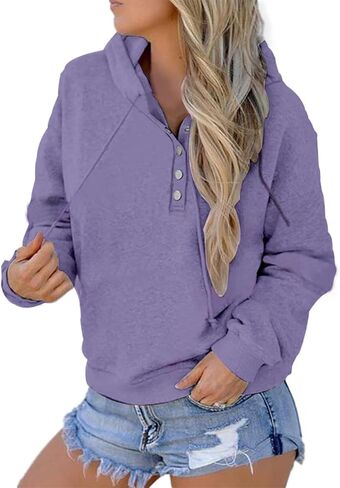 Women Solid Color Hoodies Long Sleeve Drawstring Collar Sweatshirts Outdoor Sport Running Pullover Tops in Saudi Arabia