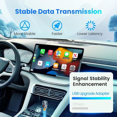 محول Carplay لاسلكي صغير مع اتصال بلوتوث واي فاي سريع ومستقر 5 جيجا هرتز، سلكي إلى محول Carplay اللاسلكي لأجهزة Apple، متوافق مع iPhone 6 أو أعلى/iOS10+ والسيارات من 2016 in Saudi Arabia