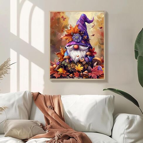 Harvest gnome Paint by Number for Adults Beginner,Falling Leaves and Mushrooms Paint by Numbers,Fall Decor Paint by Numbers Kits Suitable for Thanksgiving Day Decoration without Frame 16x20 Inch in Saudi Arabia