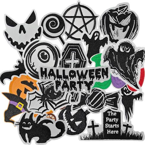 8PCS Horror Halloween Iron on Patches, Ghost Face Embroidered Iron on Patches for Clothes, Hats, Jeans, Skirts, T-Shirts, Backpacks, Etc in Saudi Arabia