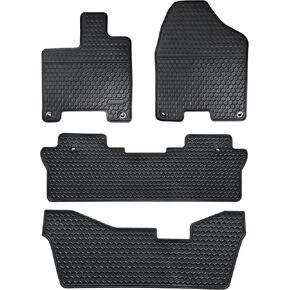 Car Floor Mat Custom Fit for Honda Pilot 2016-2022 All Black Rubber Auto Liner Mats All Weather Protection Odorless (No Elite Models)