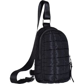 Puffer Small Sling Bag for Women Quilted Crossbody Purses Backpack Chest Bag Fanny Packs with Adjustable Strap
