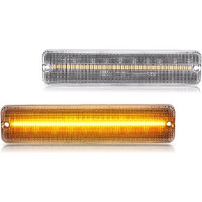 HECASA Pair LED Side Marker Light Compatible with 1987-1995 Jeep Wrangler YJ Replacement for CH2550105 56001424 Front Side Light Lamp 2Pcs Driver&Passenger Side - Clear Lens