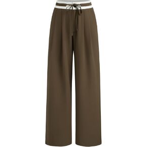 CIDER Women's High Waisted Wide Leg Pants Drawstring Business Casual Dress Pants Trendy