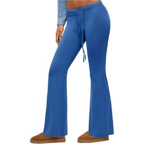 Floerns Women's Drawstring Low Waist Flare Leg Pants Knitted Athletic Trousers