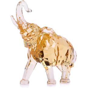 orenm Lucky Elephant Transparent Statues and Sculptures Animal Art Figurines Crystal-Like Home Decor Ornaments Collectible Birthday Gifts (Amber-Elephant)