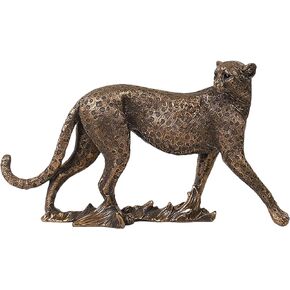 Cheetah Statue Classical Leopard Figurines Modern Style Home Office Desktop Resin Cheetah Decor Sculpture Decorative Gift (Golden)