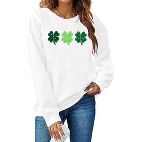 LUKYCILD St Patricks Day Sweatshirt Women: Shamrock Sweater Clover Lucky Long Sleeve Shirt Irish Holiday Tops