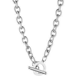 WangGao Stainless Steel Toggle Clasp Chunky Chain Necklace for Women Man,Statement Link T-Bar Clase Choker Necklaces