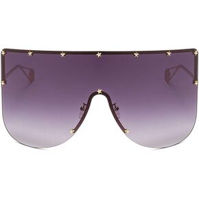 Armear Women Huge Oversized Shield Visor Sunglasses Futuristic Star on Frame Sun Face Mask