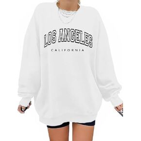 Oversized Sweatshirt for Women Embroidery Downtown Graphic Pullover Casual Loose Crewneck Long Sleeve Tops