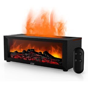 Fireplace Flame Air Diffuser Humidifier,7 Colors Aromatherapy Essential Oil Diffuser,Ultrasonic Aroma Humidifier with Timer for Home,Bedroom,Office,Yoga (BlackB, L)