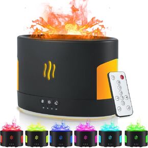 LOVME 450ML Flame Diffuser-Essential Oil Diffuser-Volcano Diffuser-with Remote Control, Bluetooth Speaker & White Noise Function, Flame humidifier fire Diffuser for Bedroom Home Office Yoga Gym