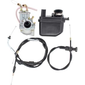 NewYall Carb Carburetor Air Filter Box Kit with Throttle and Choke Cables for Yamaha PW50 Y-Zinger 1981-2017