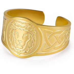 OIDIMS Lion Rings Stainless Steel Celtic Knot Lion Head Adjustable Ring Engagement Anniversary Statement Promise Norse Viking Crown Animal Punk Jewelry Gift For Men Women Fashion Gift Valentine's Day