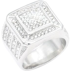Lavencious Luxurious Stainless Steel Men’s Ring 0.7" Square Design Size from 9 to 13 Gold and Silver Statement Rings