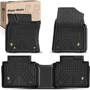 YHTAUTO Floor Mats Compatible with 2019-2023 Toyota Avalon, All Weather TPE Car Mats, Custom Fit Black Front & Rear Full Set Floor Liner, Set of 3