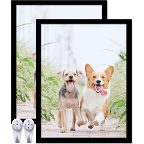 17x22 Picture Frame Set of 2, Black Photo Frames High Transparent Wall Gallery Desktop Horizontal Vertical for Canvas Collage Photo Poster Certificate 17 x 22 inches