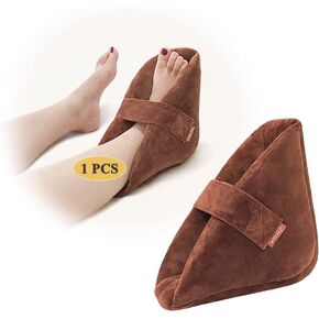 Heel Cushion Protector Pillow Foot Support Heel Pillows for Pressure Sores Foam Heel Ankle Protector for Bed Sores Foot Pillow for Pressure Ulcers Heel Pain Relief (Brown, 1 Pcs)