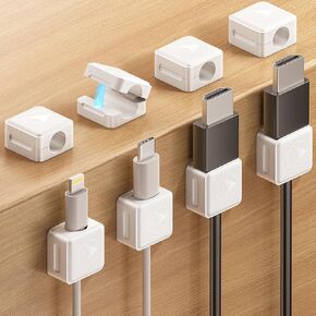 8 Pack Magnetic Cable Clips, Phone Cord Holder for Nightstand, Under Desk Cable Management, Canisflax Adhesive Wire Charging Cord Organizer Keepers Holder for Home Office Car Wall Desktop