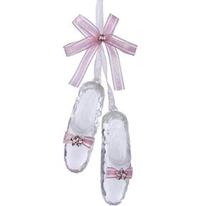 Kurt S. Adler YAMD1345 Acrylic Ballet Shoes Ornament, 6", Pink,Christmas
