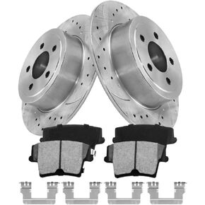Brake Pads And Rotors Kit Compatible With 2006-2022 Dodge Charger, 2009-2022 Challenger, Rear Automotive Replacement Brake Kits 53021 D1057A-8495 Drilled And Slotted Rotors 320mm(12.6in)