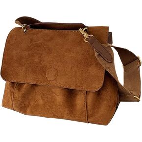 YFGBCX Suede Tote Bag Brown Slouchy Work Bag Suede Shoulder Bag Crossbody Purse for Women