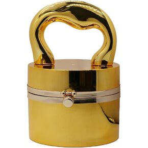 Women Acrylic Evening Bucket Bag Shiny Bucket Cylindrical Thick Handle Clutch Unique Niche Prom Crossbody Handbag