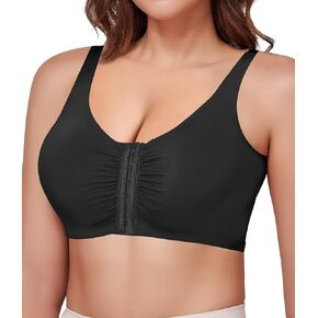 Front Closure Everyday Bra for Women Soft Compression Wireless Bras with Support and Lift Push Up Bralette
