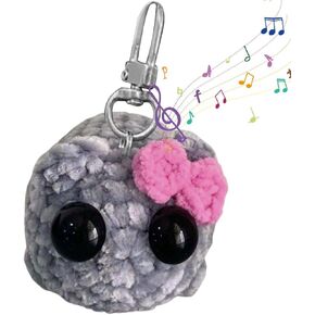 PumpCar Cute Sad Hamster Meme Keychain,Crochet Plush Sad Hamster Meme with Bow Key Rings Chains Bag Charms Kawaii Girl Hamster Handmade Gifts Decor