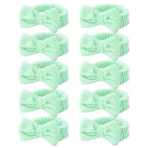 10 Pcs Pink Makeup Headbands, Hair Band for Washing Face, Soft Coral Fleece Makeup Headband for Girls, Bow Hair Bands, Beauty Headbands for Face Washing Shower Skin Care Yoga