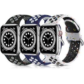 Lerobo Replacement Sport Bands Compatible for Apple Watch SE/Ultra iWatch Series 8 7 6 5 4 3 2 1 - 44mm 42mm 45mm 49mm 41mm 40mm 38mm,Soft Silicone Strap Breathable Men Women, 3 Pack