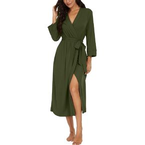 VINTATRE Women Kimono Robes Long Knit Bathrobe Lightweight Soft Knit Sleepwear V-neck Casual Ladies Loungewear